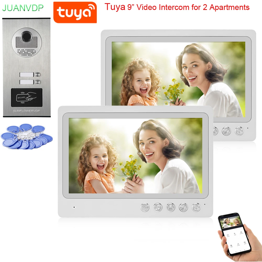 Цветной видеодомофон TUYA с Wi-Fi 9 дюймов приложение для умного дома система