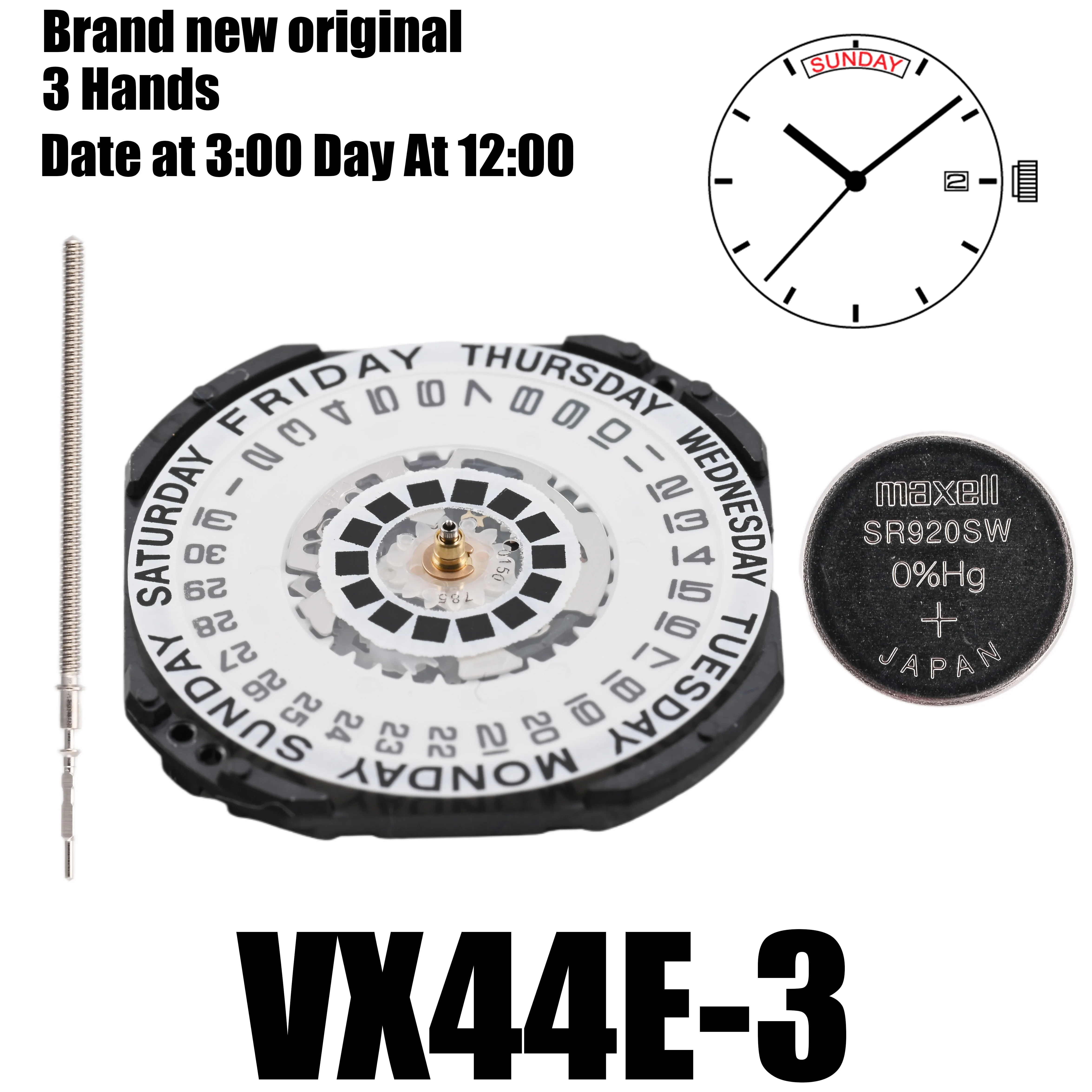 Движение VX44 движение VX44E VX календарная серия VX44E-3 размер: 11 1/2 дюйма 3