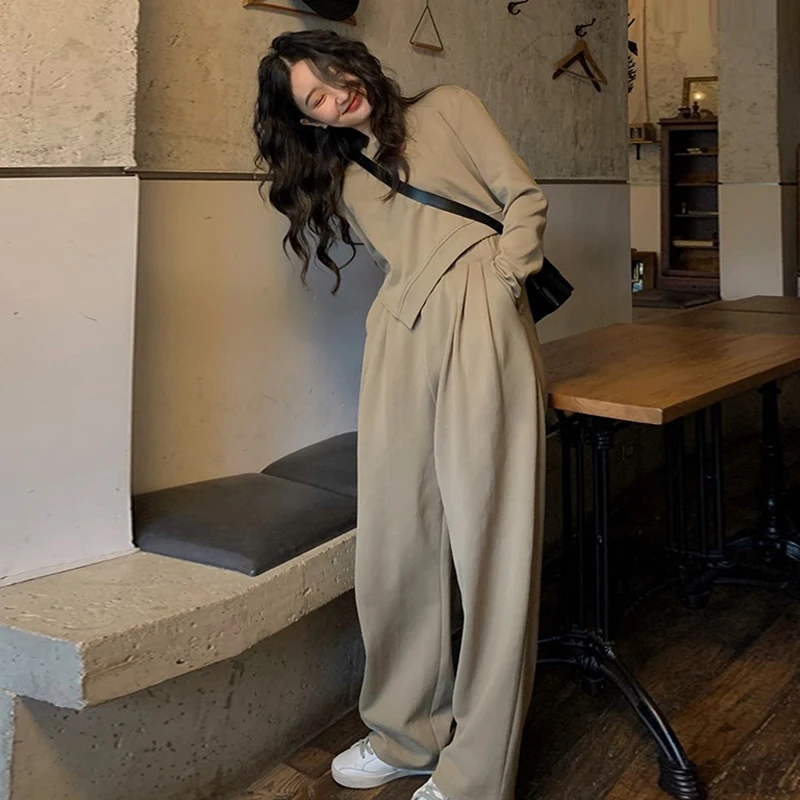 

Women's Chic And Elegant Outfits Pants Set Fashion 2 Pieces For Ladies Long Sleeve T Shirt And Trousers Sweatsuits Female