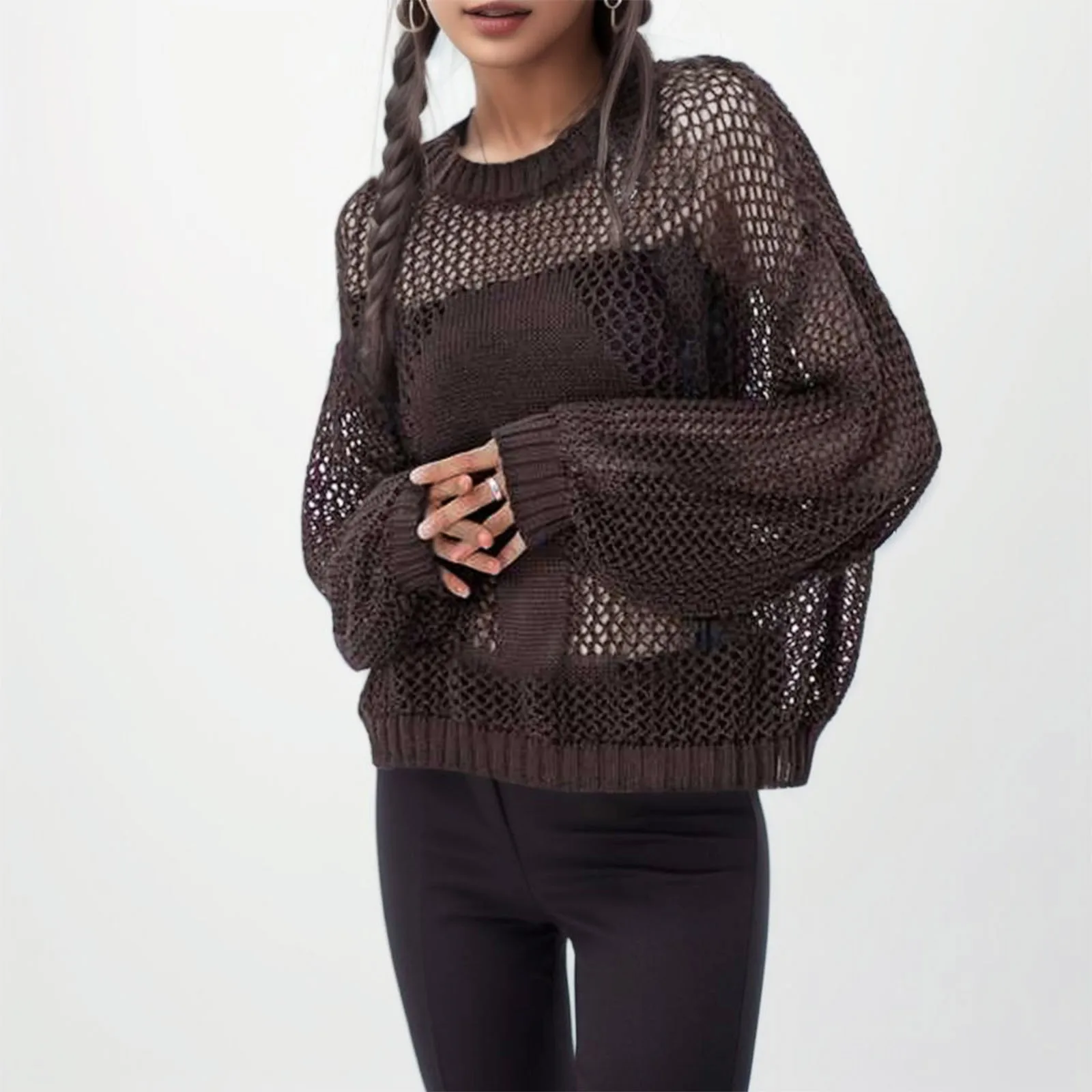 

Womens Fashion Sexy Knitted Top Loose Knitted Large Sweater For Women Pullover Sweat Shirt for Men