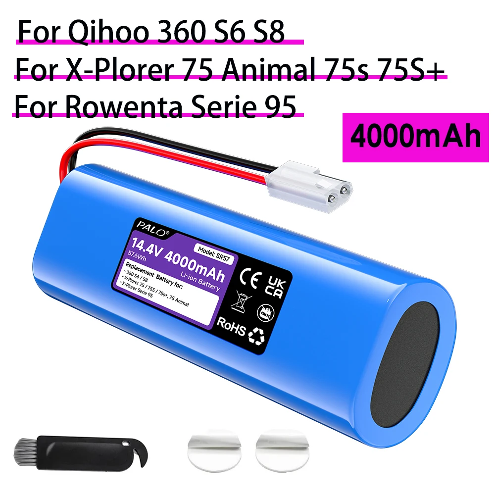 Фото Аккумулятор 14.4V 4000mAh для роботов-пылесосов Qihoo 360 S6 S8, X-Plorer 75 Animal 75s X-Plorer 75S+, Rowenta Serie 95 №1