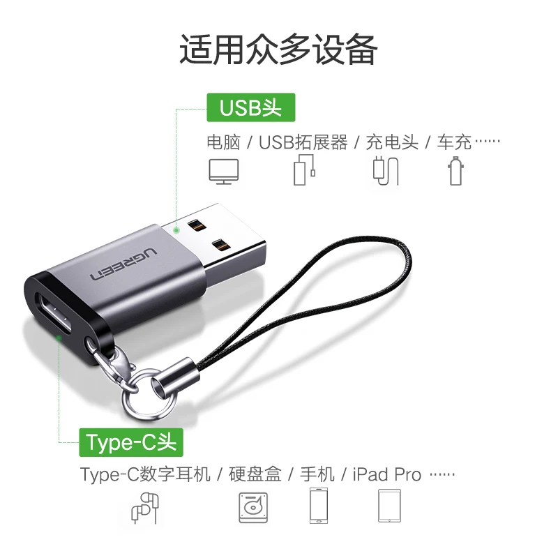 Зарядный преобразователь Zhuo Green UnionType-C на USB 3 0