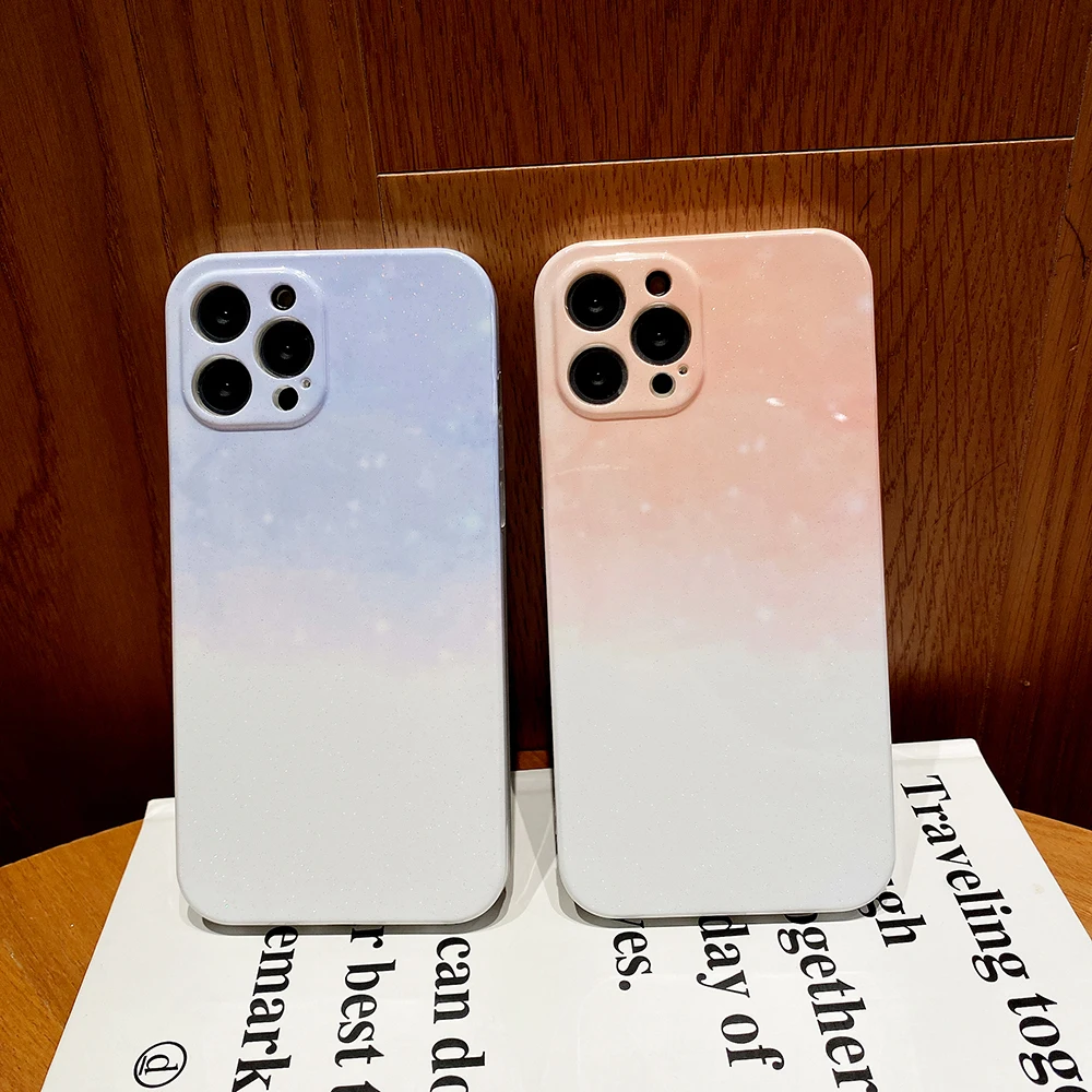 

INS Fashion Gradient Color Glitter Lady Girl Phone Cases For iPhone 13 12 11 Pro Max XR XS MAX X 2020 Shockproof Soft TPU Shell