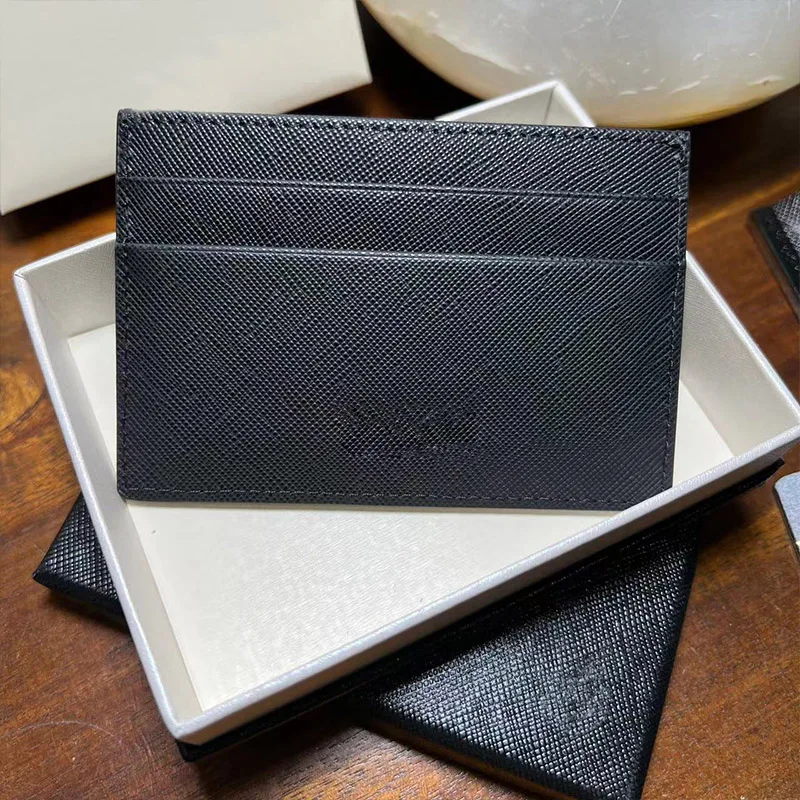 

New ultra-thin mini credit card holder wallet, simple MB black women's card bag, genuine leather men's business card holder 2024