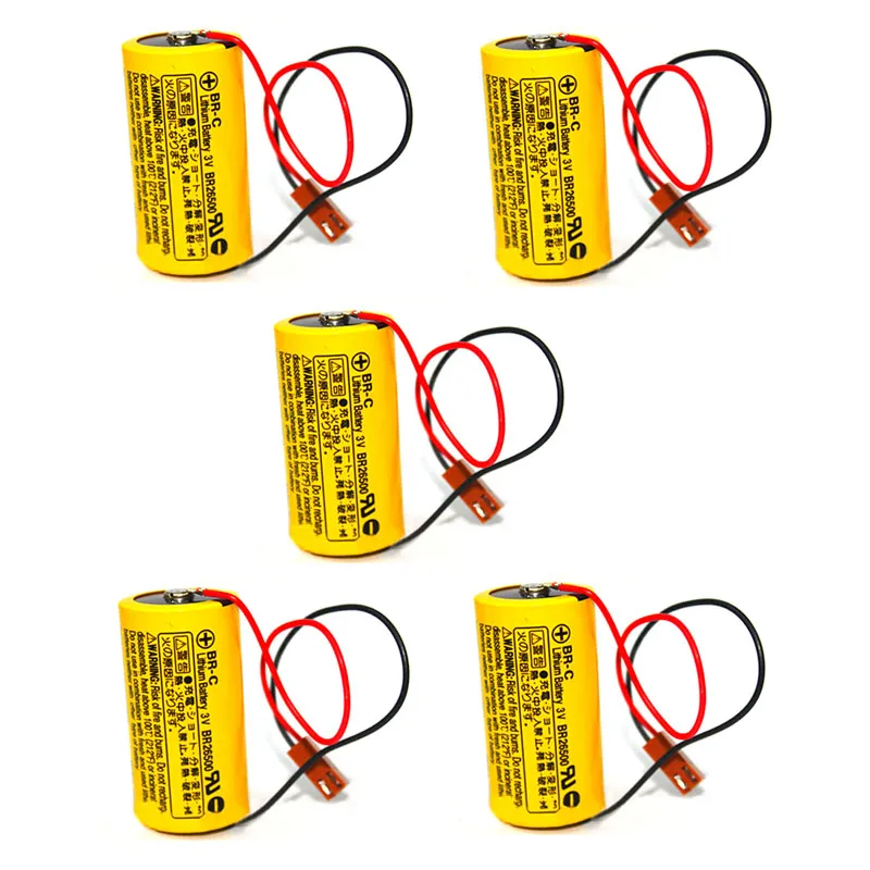 

Lot 5PCS Original NEW BR-C A02B-0120-K106 A98L-0031-0007 BR26500 3V 5000mAh PLC Lithium Battery with Plug For Fanuc Batteries