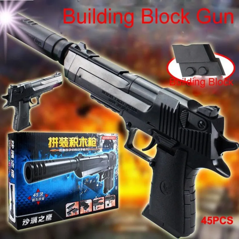 

Educational Kids Toys Building Blocks Gun Model Building Kit Assembling Pistol Desert Eagle Children Assembled Toy Bricks