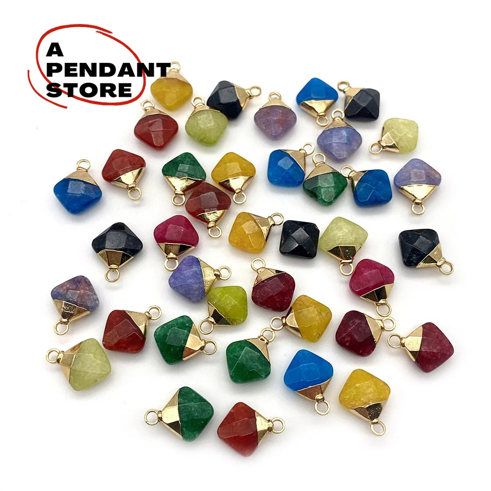

Natural Stone Faceted Diamond-shaped Small Pendant Making Fashion Charm Jewelry DIY Necklace Earrings Fine Ladies Accessories