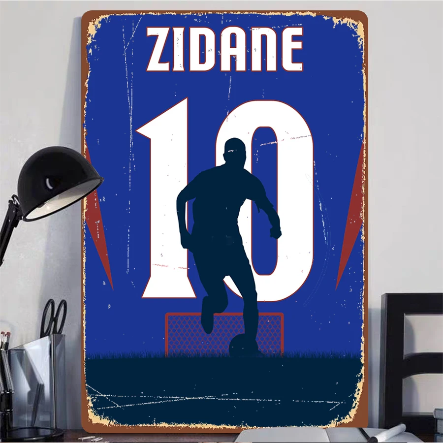 Фото Zidane номер 10, силуэт футболиста, металлическая настенная живопись, спортивная звезда, домашний декор, коллекция фанатов, подарок №2