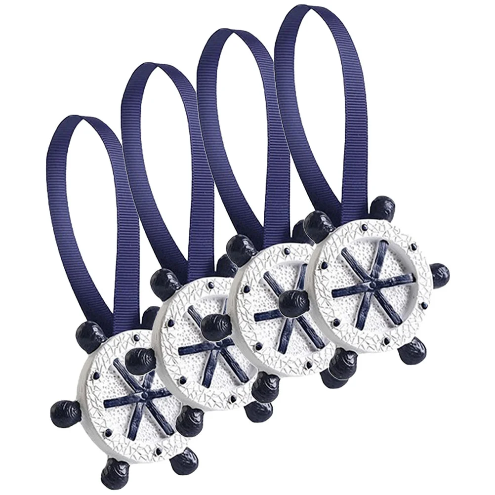 

4 Pcs Curtain Clip Mediterranean Buckle Magnetic Nautical Rudder Ornaments Resin Fastener