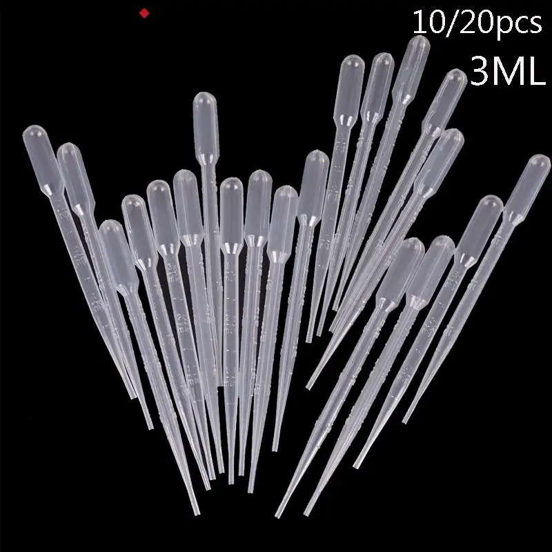 

10/20PCS 3ml Plastic Transparent Pipettes Disposable Safe Eye Dropper Transfer Graduated Pipettes Lab Supplies
