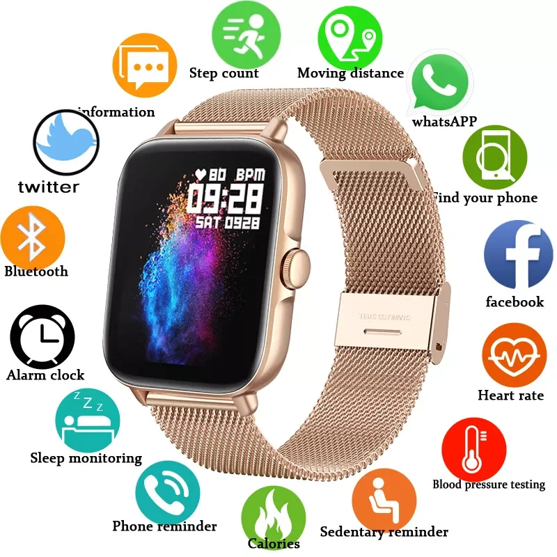 

2022 New Women Smart Watch Men 1.69" Color Screen Full Touch Fitness Tracker Bluetooth Call Smart Clock Ladies Smartwatch W