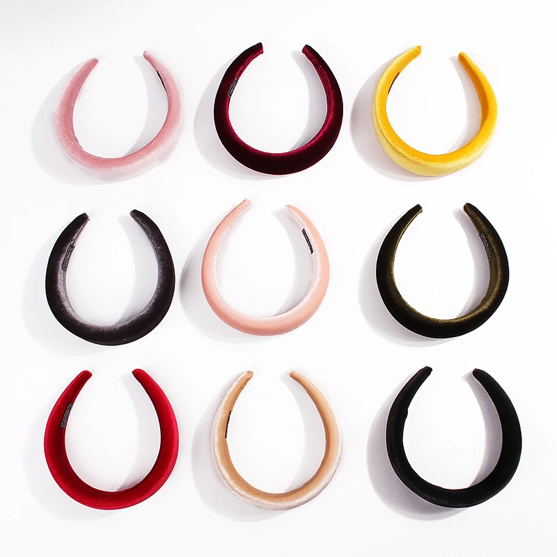 

5cm Wide Classic Non-slip Head Hoop Autumn Winter Hair Accessories Solid Color Flannel Headband Thick Sponge Hair Hoop