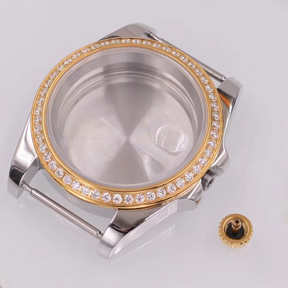 Корпус для часов с сапфировым стеклом 40 мм подходит NH34 NH35 NH36 PT5000 ETA2824 ST2130 золотой