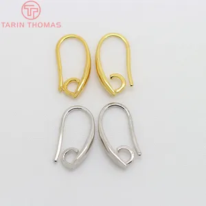 Латунные серьги с покрытием 24-каратным золотом, 12 шт., 7x14 мм, Ювелирная фурнитура высокого качества сделай сам, аксессуары, оптовая продажа (2490)