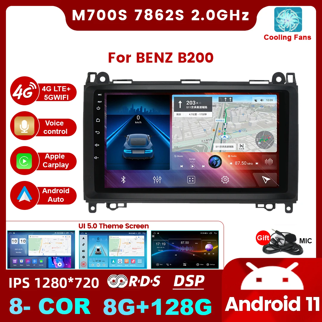 

DSP RDS 128G Android 11 Car Multimedia Radio Player GPS For Mercedes Benz B200 A B Class W169 W245 Viano Vito W639 Sprinter W906