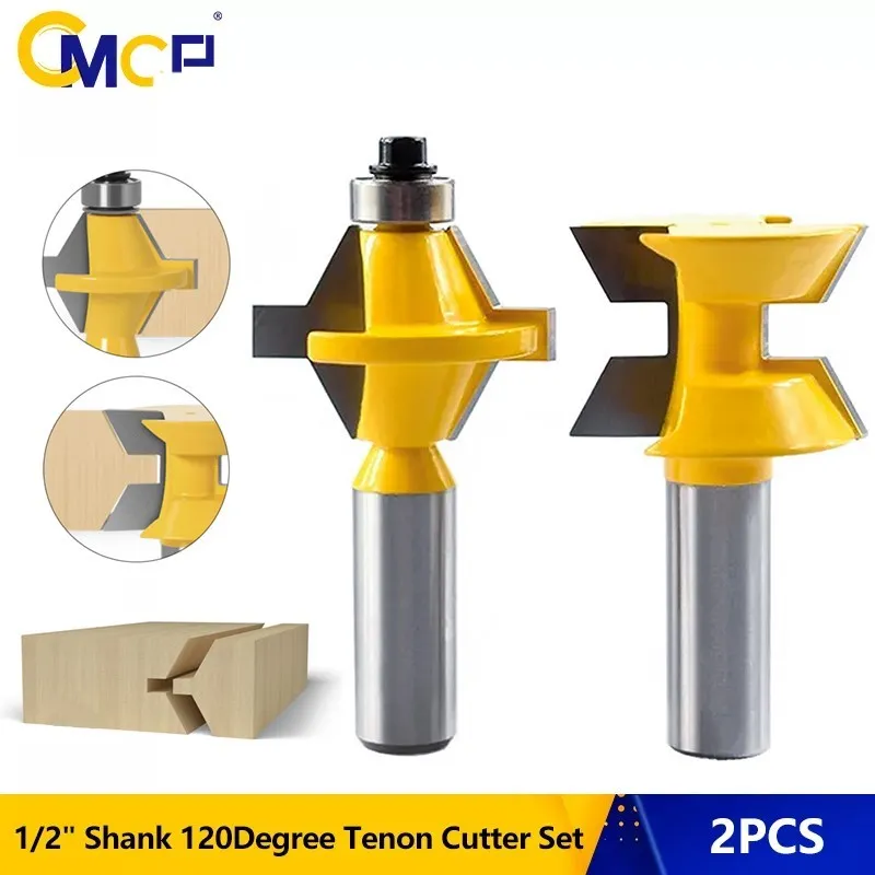 

CMCP 1/2 inch Shank Router Bit Set 120 Degree Woodworking Groove Chisel Cutter Tool Carbide Milling Cutter for Wood,Tenon Cutter