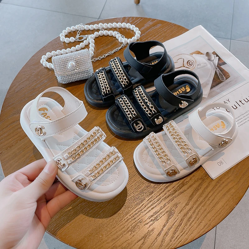 

Kids 2022 Summer Girls Sandals Luxury Brand Shoes Breathable Outdoor Princess Shoes Soft Bottom for Girls Non-slip Free Shipping