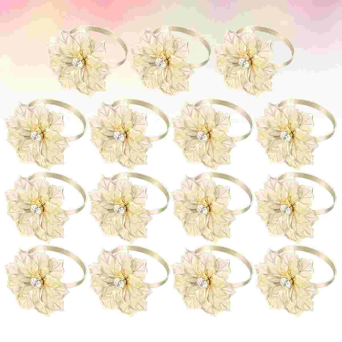 

15pcs Exquisite Napkin Rings Hotel Flower Design Napkin Holders Restaurant Dedicated Serviette Buckles for Wedding Banquet