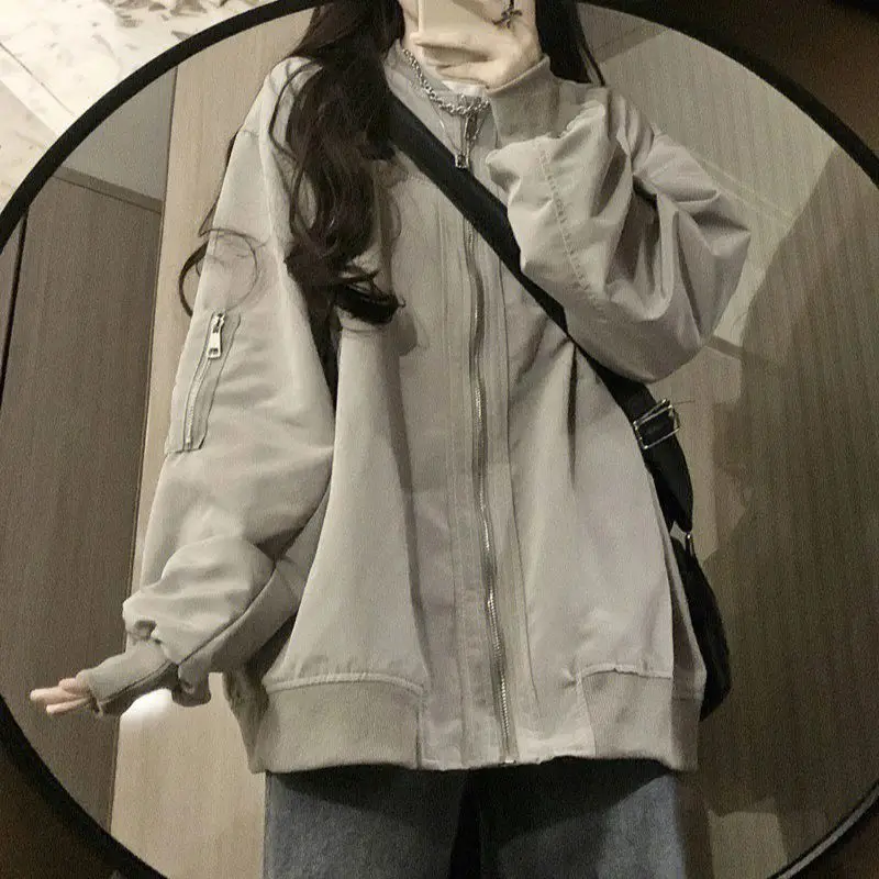 

Deeptown Vintage Baseball Jacket Women Zipper Oversized 2000s Aesthetic Korean Streetwear Autumn Winter Jackets College Female