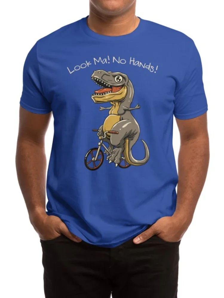 Посмотрите ма! Нет рук! Забавная футболка T Rex Dinosaur Ride Bicycles 100% хлопок с круглым