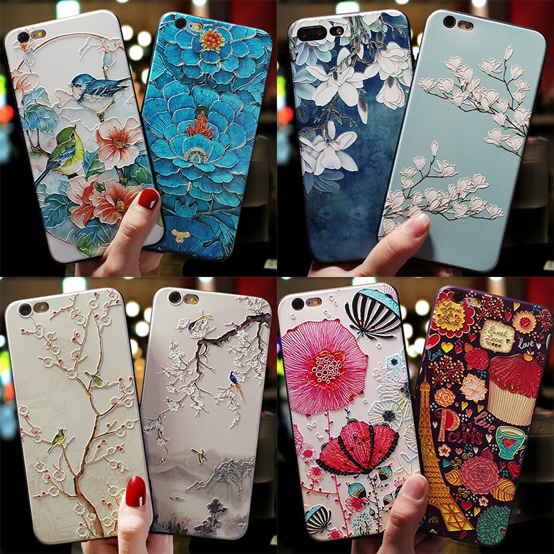 

Рельефный силиконовый 3D-чехол с цветочным рисунком для iPhone 13, 12, 11 Pro, X, XS, XR, Max, Mini SE 2020, SE3 2022, 7, 8, 6, 6S Plus, 5 дюймов, задняя крышка