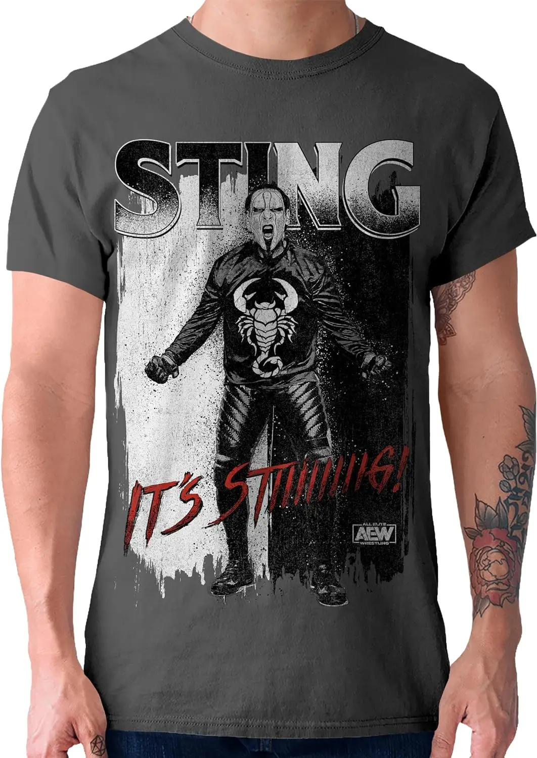 Мужская и женская футболка AEW Sting Battle Cry с коротким рукавом