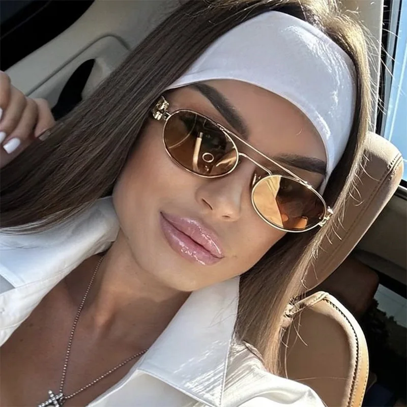 Металлические эллиптические солнцезащитные очки