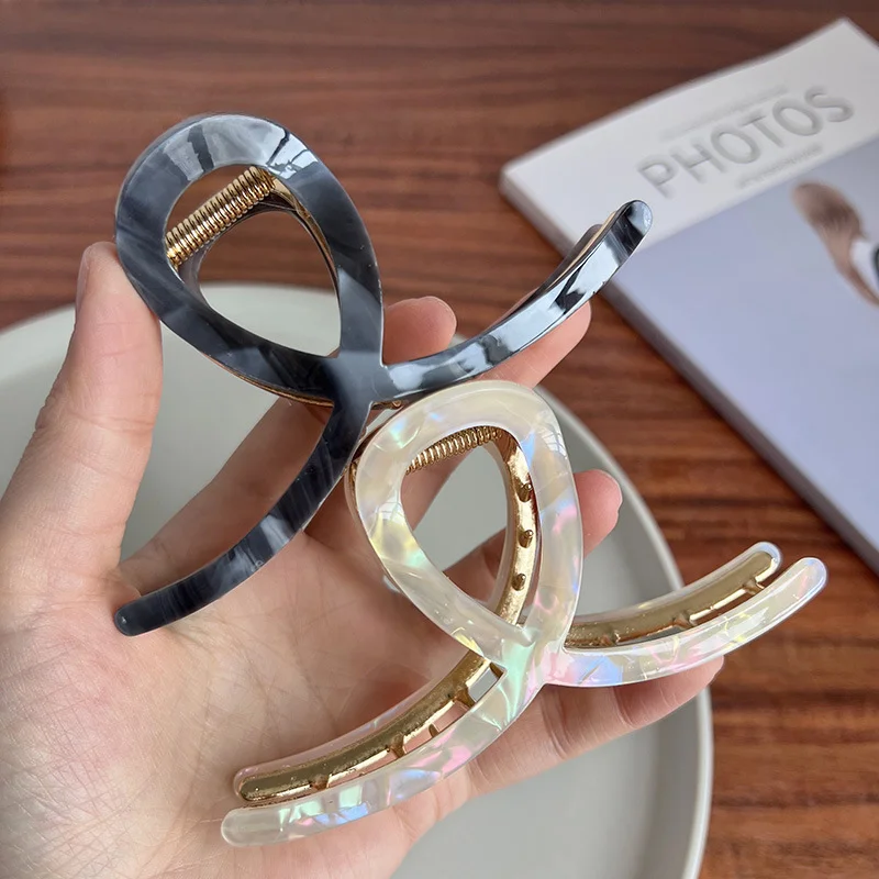 

New Women Acetate Large Size Hair Claws Hairpin Girls SpringShark Hair Clips Crab Barrette Headband Fashion Hair Accessories