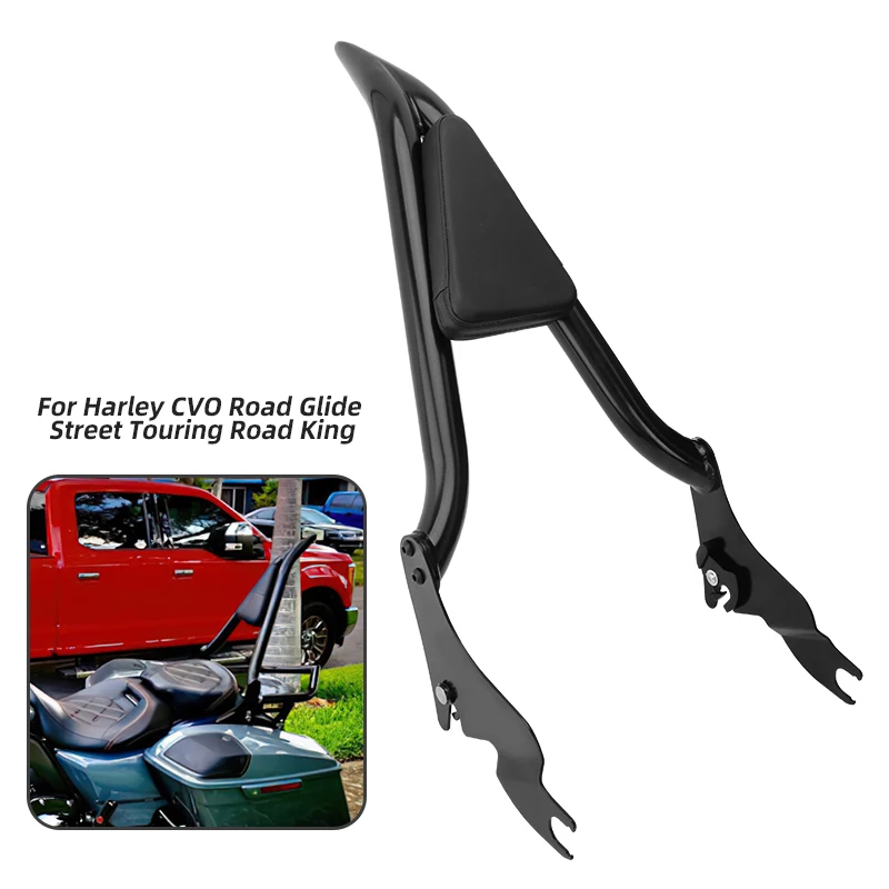 

22" Passenger Backrest Motorcycle Black Rear Detachable Sissy Bar For Harley CVO Road Glide Street Touring Road King 2009-2022