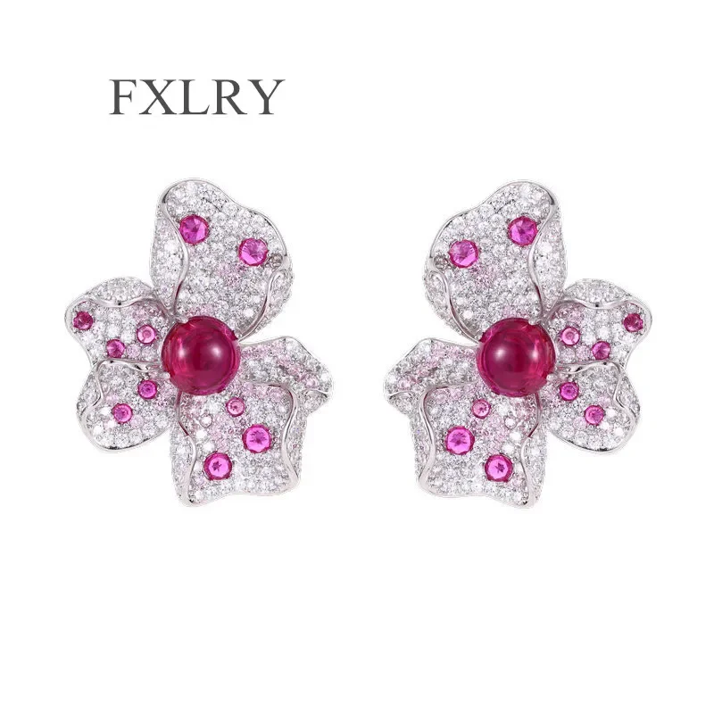 FXLRY роскошные французские кубические циркониевые трехмерные серьги в форме