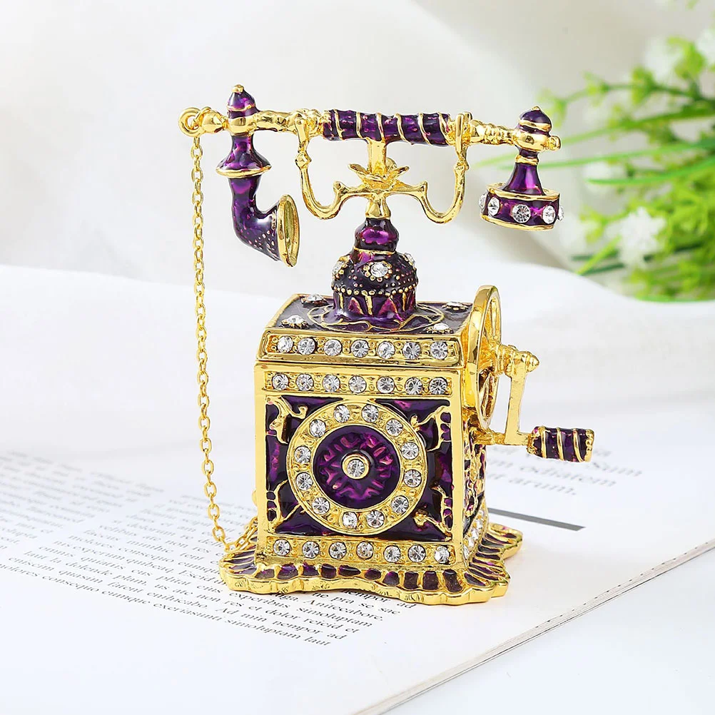 

Telephone Ring Holder Tabletop Ornaments Jewelry Organizer Necklace Storage Alloy Case Statue