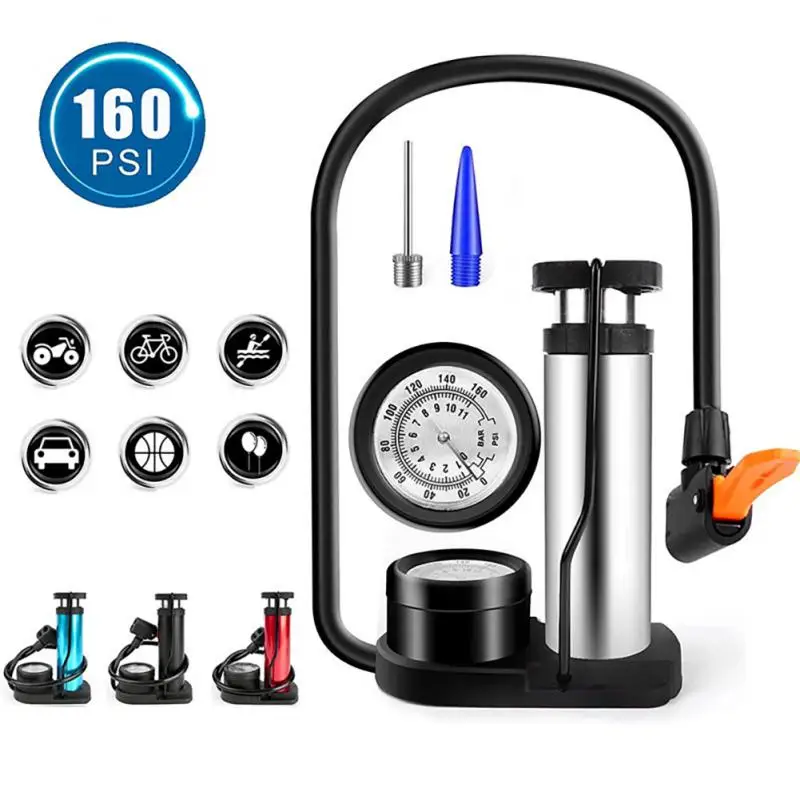 

Bike Pump Outdoor Portable Bicycle Foot Pump With Pressure Gauge Accessories Fits Presta Schrader Valve MTB Bike Air Pump