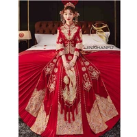red chinese bride wedding party qipao s 6xl daily wear embroidery women hanfu dress
