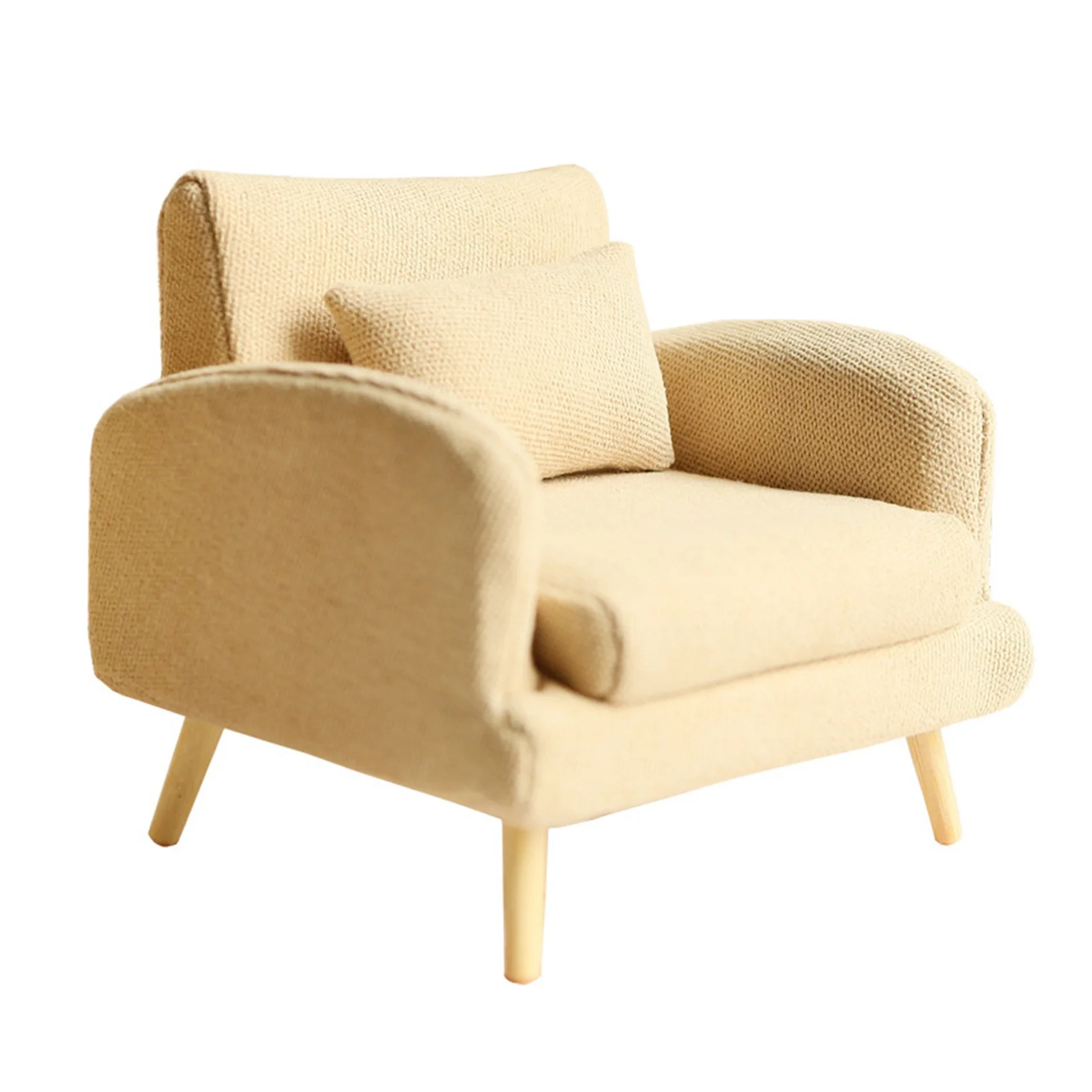 

1/12 Dolls House Single Sofa Dollhouse Miniature Furniture Sofa Chair Armchair for Dollhouse Decoration Toy Beige