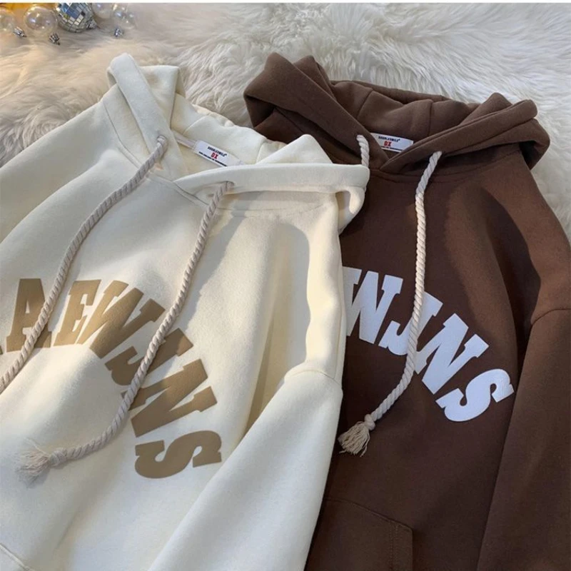 

American Plush Thickened Sweater Women's Autumn Winter 2022 New Vintage Design Casual Hooded Coat