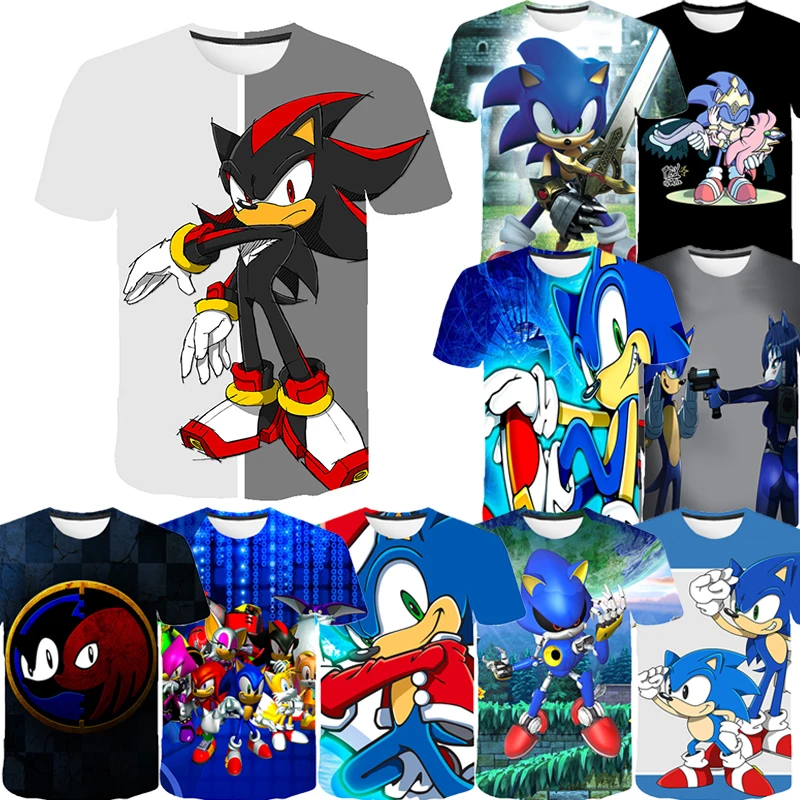 

Kids Boys Sonic T-shirt Baby Cartoon Print Short Sleeve Harajuku Tops Children Fashion Tshirt 3 4 5 6 7 8-14 Years Kids TShirt