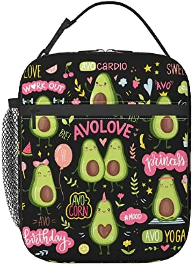 

FUABJPOI Cute Avocado Insulated Lunch Bag - Reusable Lunch Box - Portable Lunch Tote for Women Men and Kids