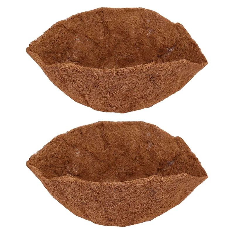 

14 Inch Coco Liner for Planters, 2PCS Round Replacement Plant Basket Liners Natural Coco Fiber Liner for Hanging Basket