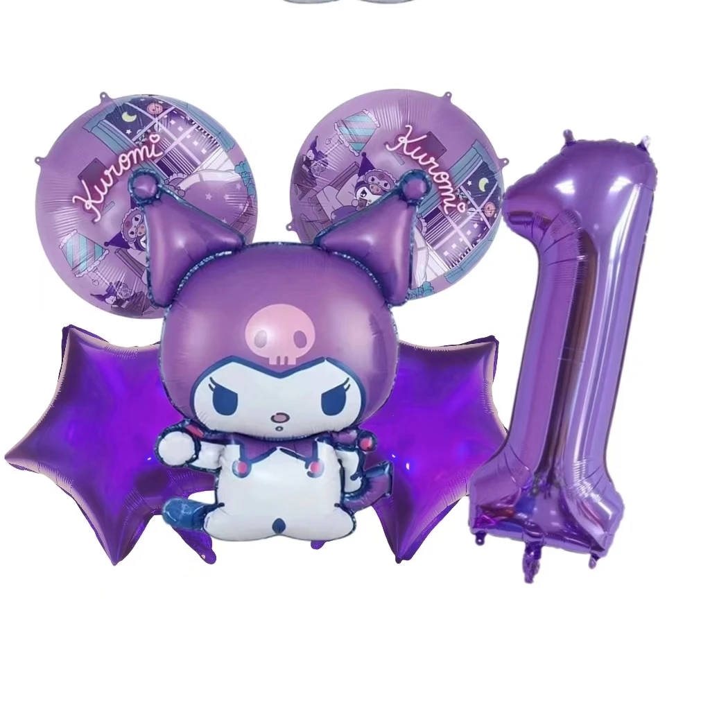

6 шт. воздушный шар 0-9age, милые воздушные шары Kuromi My Melody Cinnamoroll из алюминиевой пленки для фестивалей, вечерние декорации, подарки на день рождения для девочек