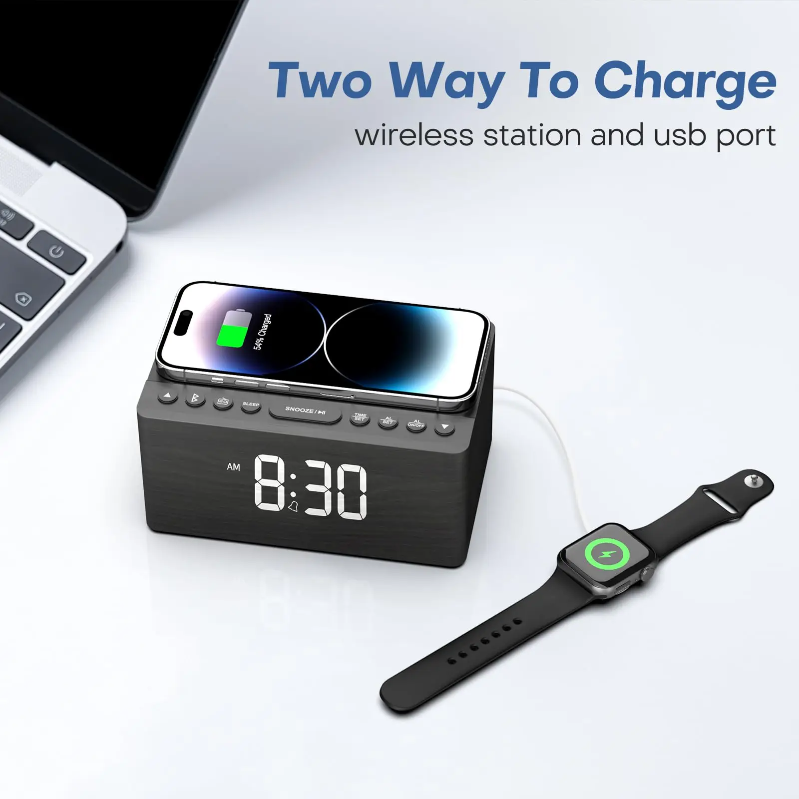 ANJANK деревянный Bluetooth-динамик-будильник с FM-радио