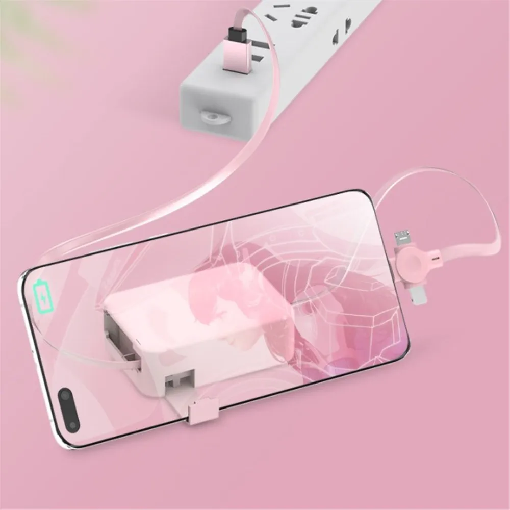 Кабель зарядный Macaron для мобильного телефона телескопический 3 в 1 подходит Android
