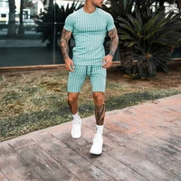 2022 mens casual suit summer new trend printing short sleeved t shirt shorts sports two piece mens clothing