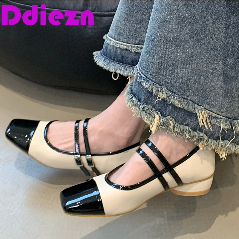 

Female Shoes Women Mary Janes Ladies Lolita Style Elegant Square Toe Buckle Strap Fashion Loafers Spring Mixed Colors Flats