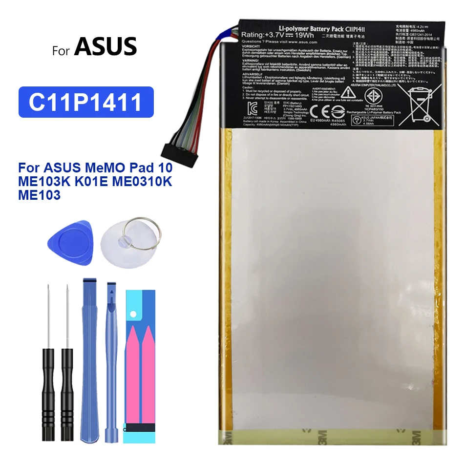 

Аккумулятор C11P1411 4980 мАч для ASUS MeMO Pad 10 Pad10 ME103K K01E ME0310K ME103 Bateria