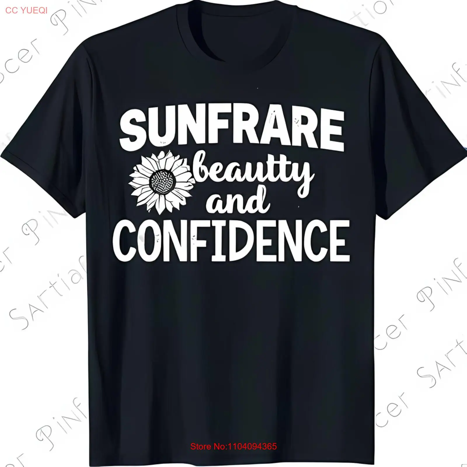 Стильная черная футболка с рисунком SUNFLARE Beauty and CONFIDENCE