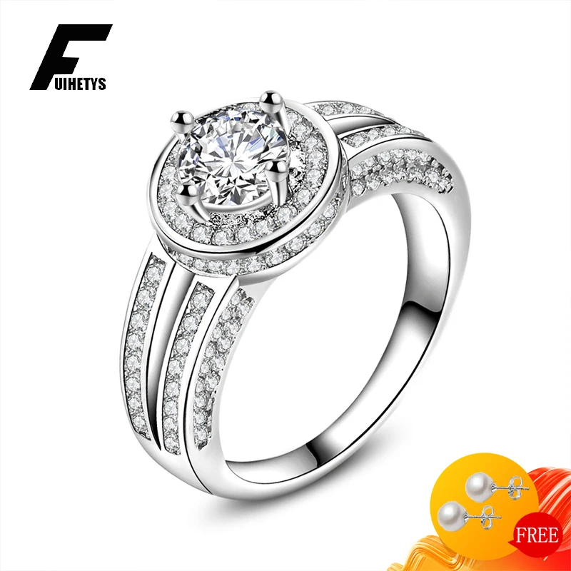 

Trendy Women Rings 925 Silver Jewelry Accessories with AAA Zircon Gemstones Finger Ring for Wedding Engagement Gift Wholesale