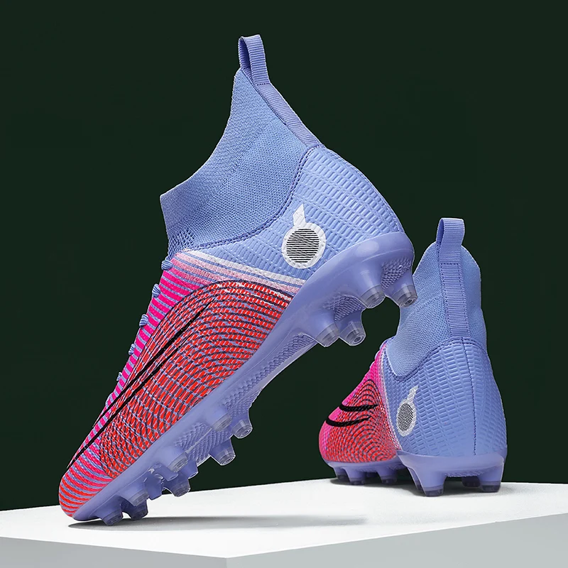 High top men's soccer shoes short spikes indoor soccer training shoes long spikes grass non-slip athletic sneakers