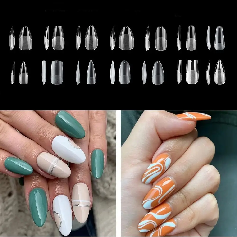 

Накладные ногти с полным покрытием, 120 шт., накладные ногти с миндалем, квадратным гроб, французским накладным ногтями, накладные прозрачные ...