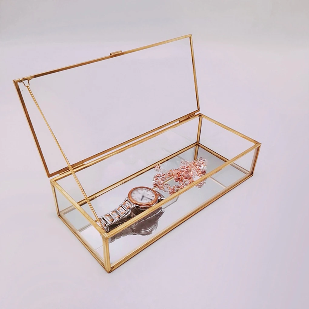 

Шкатулка для ювелирных изделий, подвесной стеклянный держатель для хранения, винтажный прямоугольный Сувенирный декор с геометрическим рисунком для свадьбы