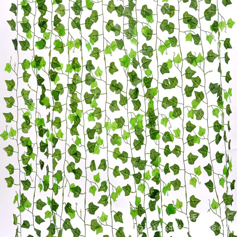 12 Uds. De plantas colgantes artificiales de vid de 2,4 m, Liana, hojas falsas de seda, hojas de hiedra para pared, guirnalda verde, decoración para el hogar